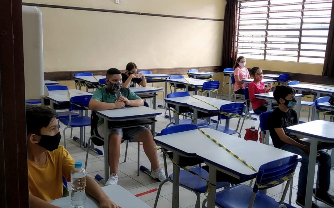 Hoje começamos o acolhimento aos estudantes para orientar sobre  a biossegurança durante aulas presenciais